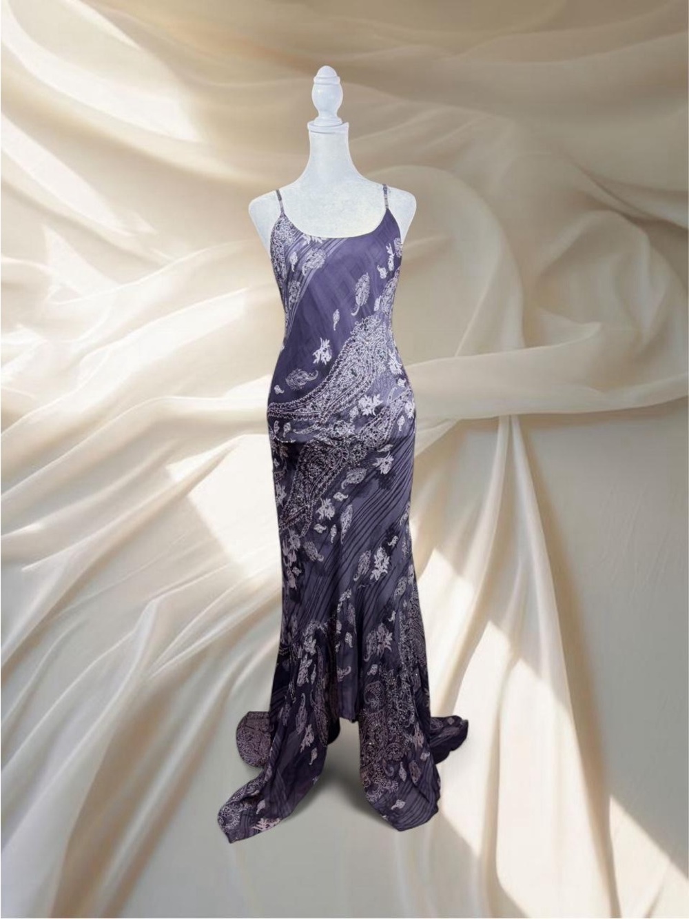 Vtg Papell Boutique Silk Asymmetrical Floral Paisley Fairy Maxi - 14